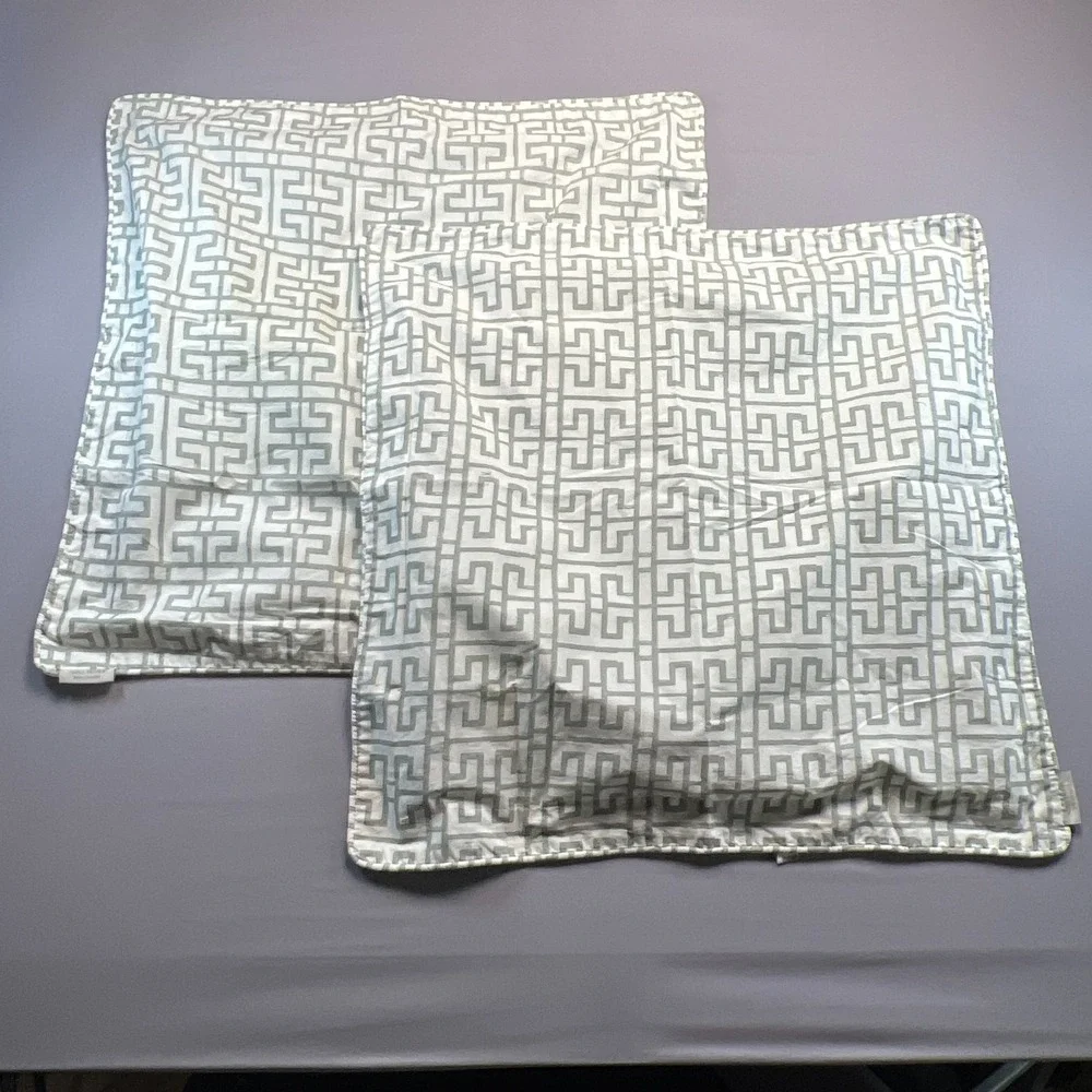 Nina Home By Nina Campbell Geometric Print Cushion Cover 100% Cotton Set of 2